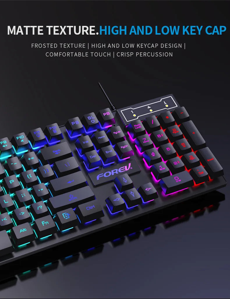 104 Keys Backlit Mechanical Keyboard Wired RGB Gaming Mouse Set for Laptop Desktop Ergonomics Luminous Mouse Set PC Accessories