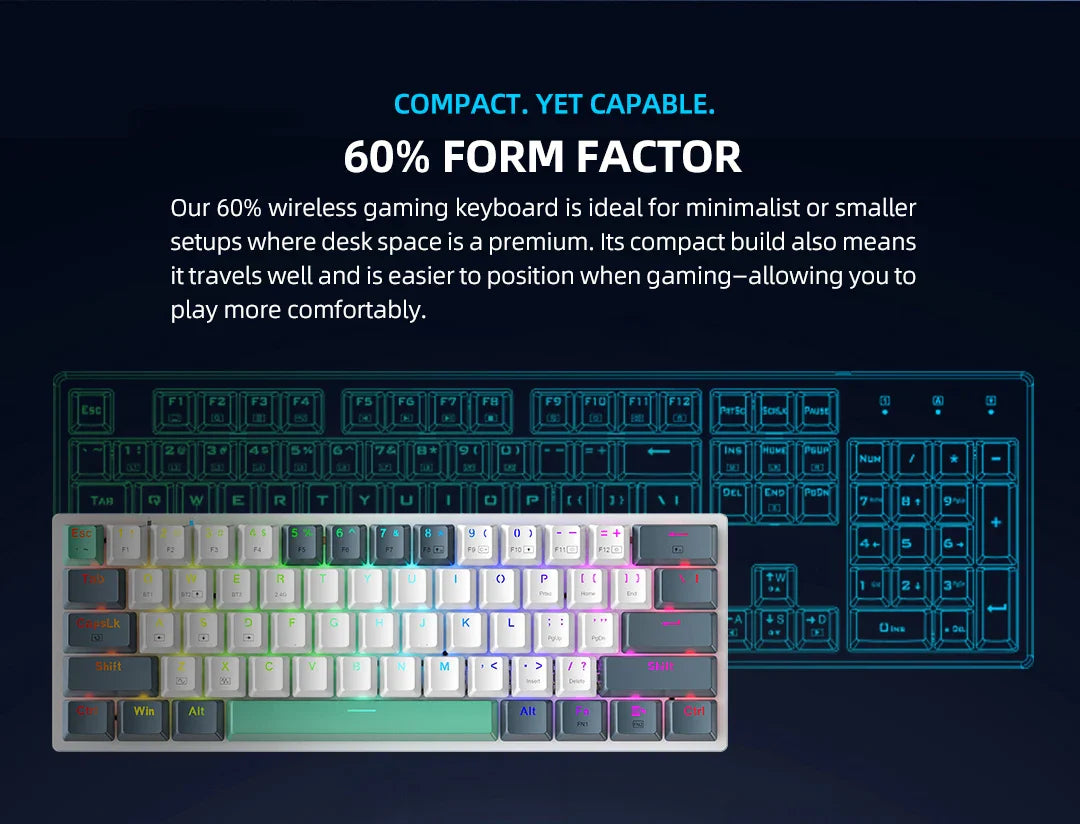 MACHENIKE K500-B61W Mechanical Keyboard 60% Tri-mode ANSI Latam-ES Layout Wireless Hot-swap Gaming Keyboard For PC Gamer