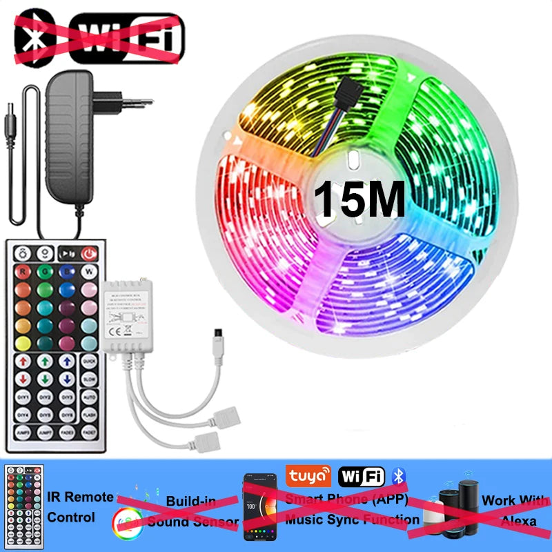 Wifi Led Strip Lights 220v 5050 Bluetooth Led Tape Light Strip Music Sync Led Lighting Strips Adhesive Smart Led Strip 12v Rgb