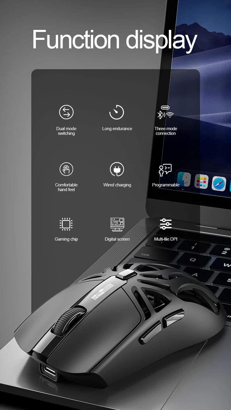 SMAILWOLF RS8 Gaming Mouse Bluetooth Wireless Three-mode Lightweight Hollow Design 1K Return Computer Long Battery Life