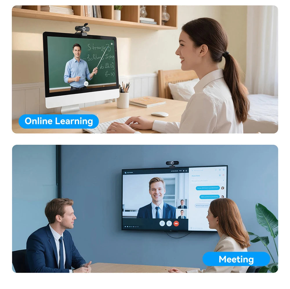 4K Ultra HD Webcam 1080P 60fps Web Camera EMEET C60E Autofocus USB Computer Camera for Live Streaming/ Video Call/ Conference