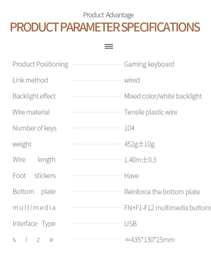 Wired Mechanical Keyboard, Laptop, Desktop Computer, Office Gaming Keyboard, Brown Switch, Multicolor USB Computer Accessories
