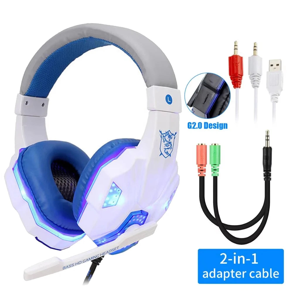 Gaming Headset with Mic and LED Light for PC Laptop Computer Cellphone PS4 Xbox 3.5mm Wired Stereo PC Gaming Headset Gifts