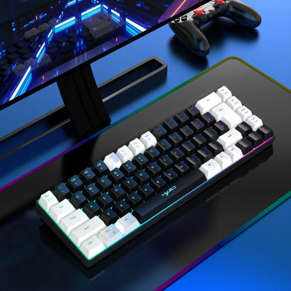 60% Wired Gaming Keyboard, Small RGB Backlit Membrane 68 key Gaming Keyboard, Ultra-Compact Mini Keyboard For PC Computer Gamer