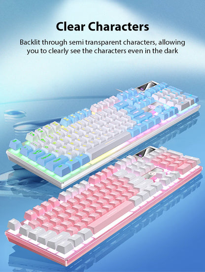 Wired Mechanical Keyboard, Laptop, Desktop Computer, Office Gaming Keyboard, Brown Switch, Multicolor USB Computer Accessories