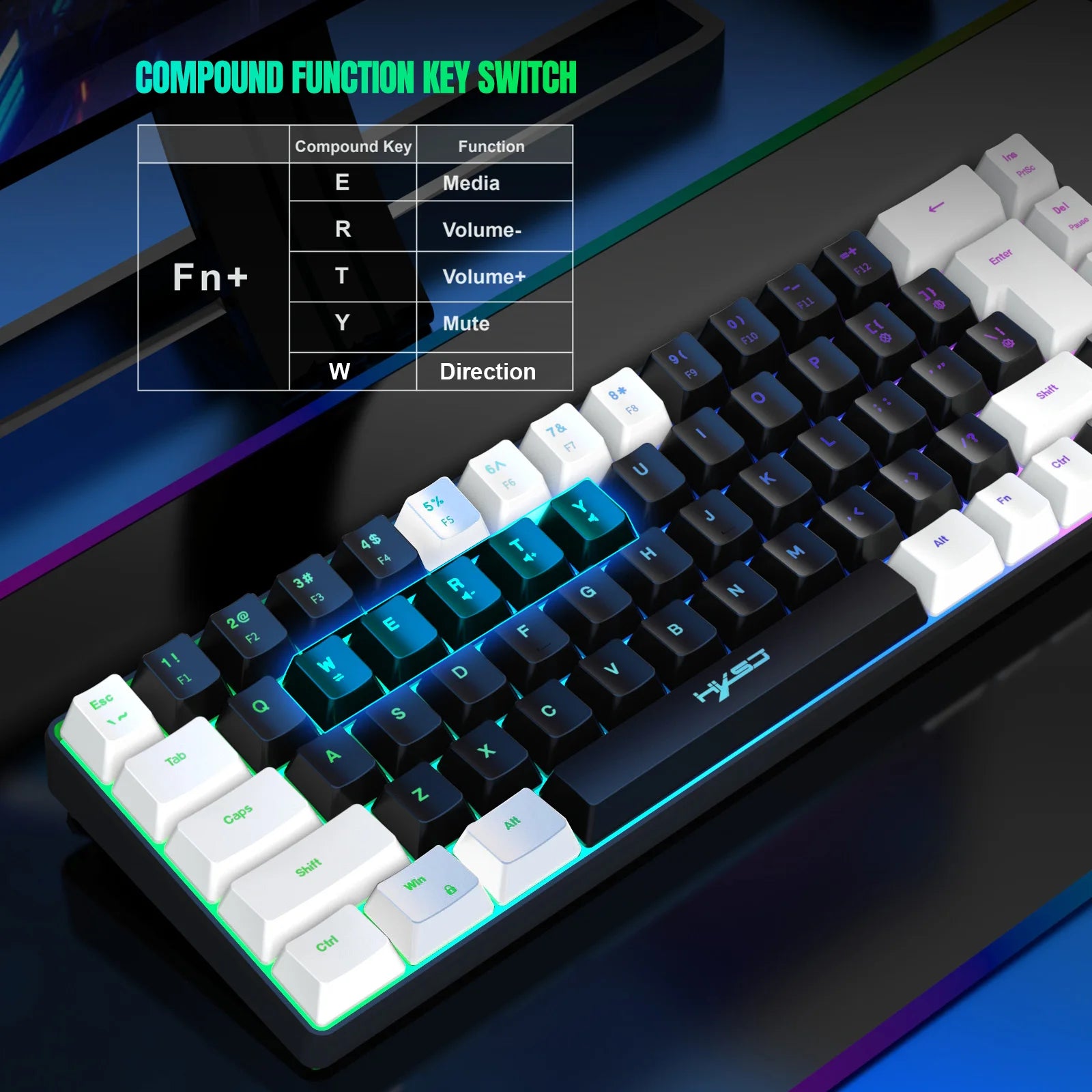 60% Wired Gaming Keyboard, Small RGB Backlit Membrane 68 key Gaming Keyboard, Ultra-Compact Mini Keyboard For PC Computer Gamer