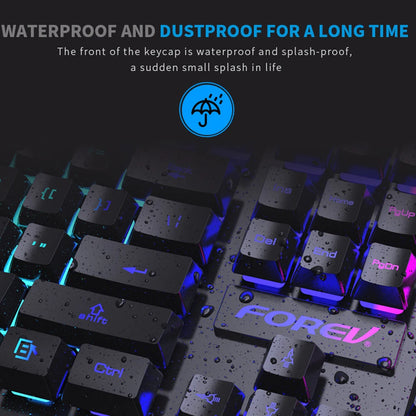 104 Keys Backlit Mechanical Keyboard Wired RGB Gaming Mouse Set for Laptop Desktop Ergonomics Luminous Mouse Set PC Accessories