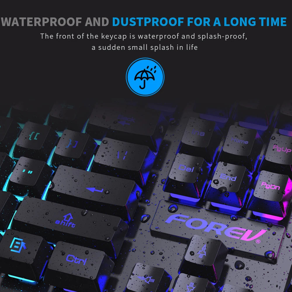 104 Keys Backlit Mechanical Keyboard Wired RGB Gaming Mouse Set for Laptop Desktop Ergonomics Luminous Mouse Set PC Accessories