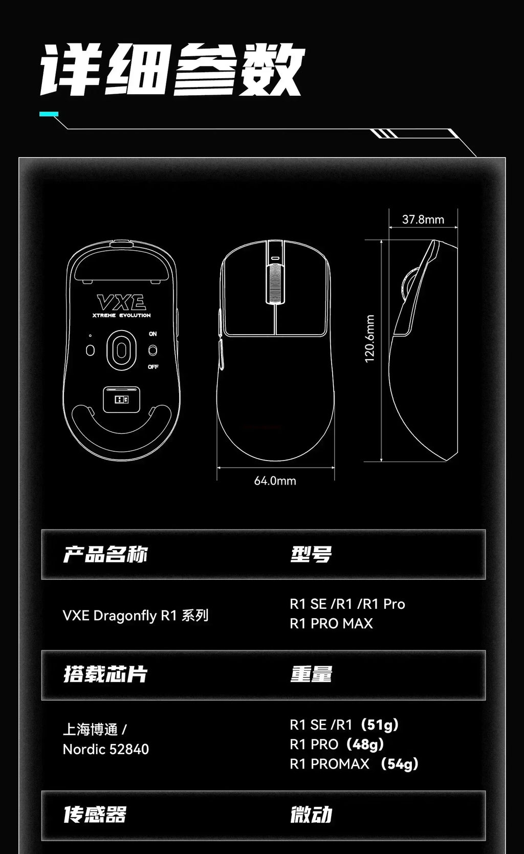 Vxe Dragonfly R1 series Wireless Mouse R1 Se Light Weight Paw3395 Nordic52840 2khz Smart Speed X Low Delay Fps Game Mouse Gift