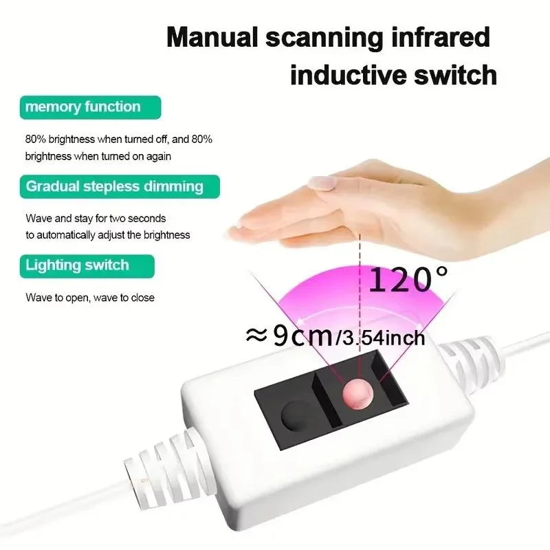 5V USB LED Strip Light with Hand Sweep Sensor ON/OFF Switch Dimmable 2835 Flexible Tape Lamp for TV Backlight Cabinet Room Decor