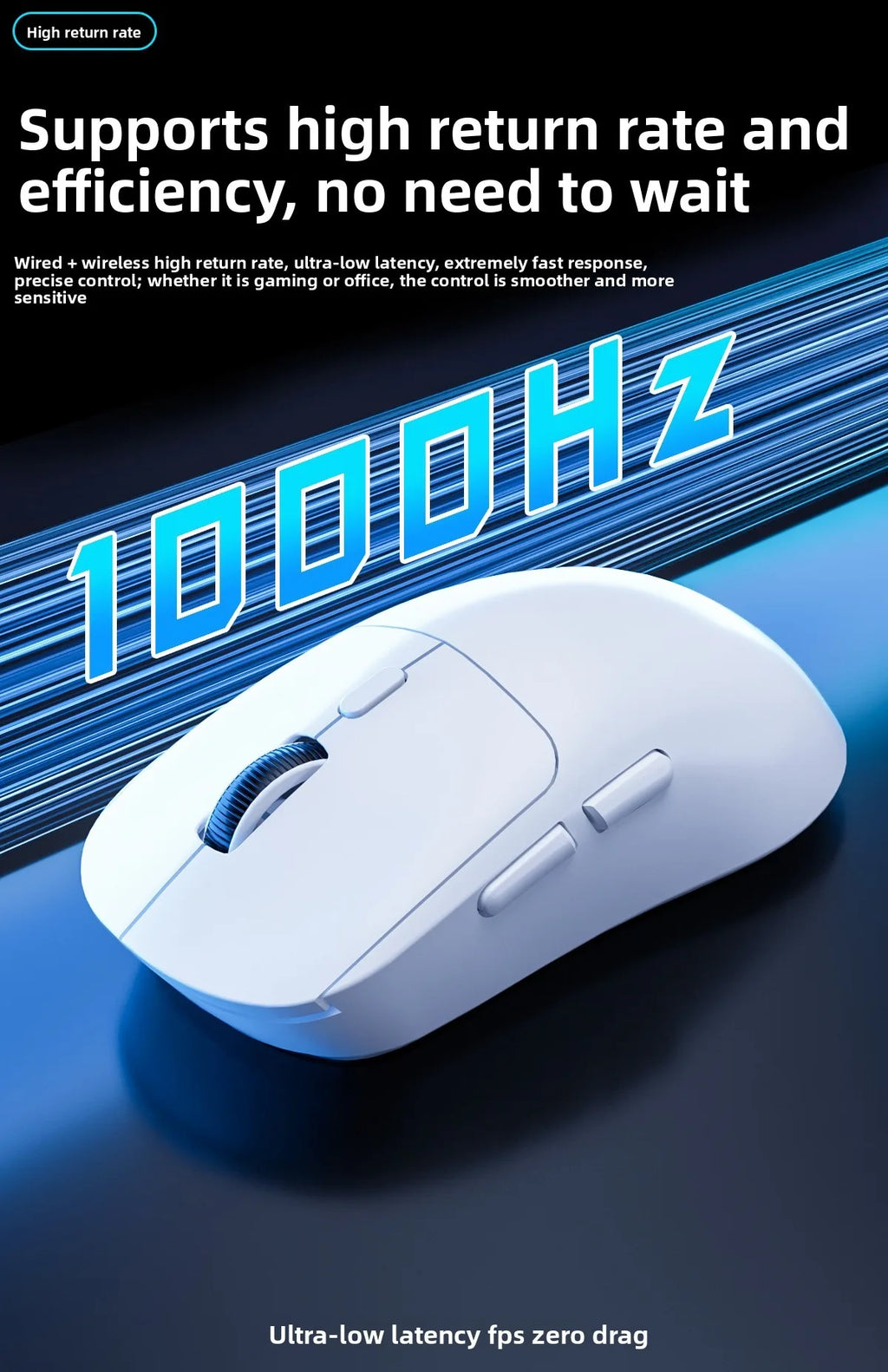 2.4G Wireless Mouse 6 Buttons Professional Optical Wireless 6400 DPI  Mouse Rechargeable Mouse Portable for Laptop PC Gamer