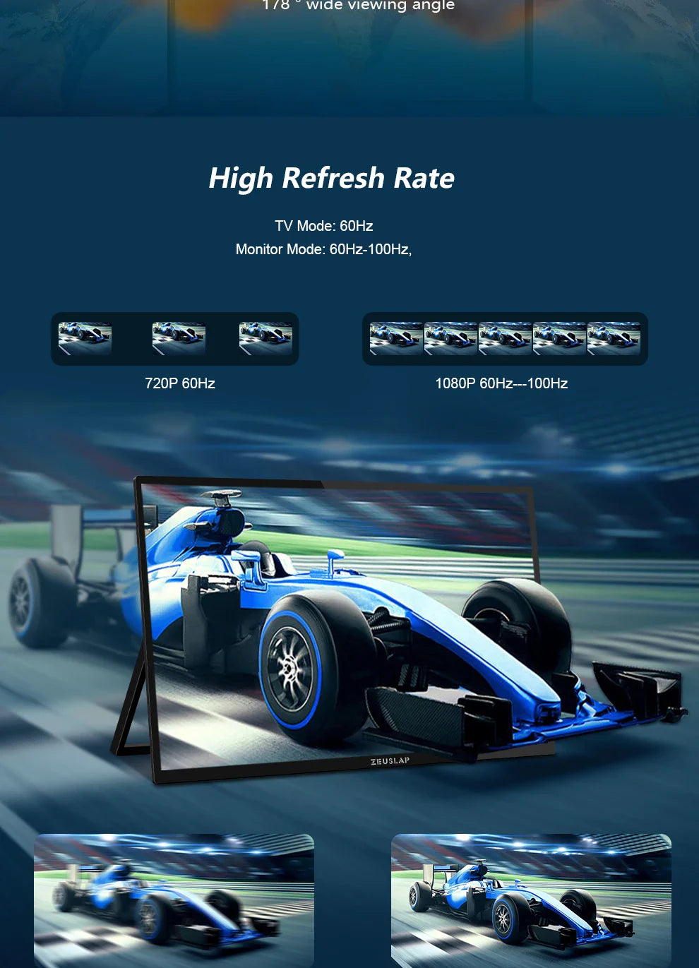 Zeuslap 18.5 inch Smart TV Portable Touch Screen Monitor with Google TV For Mini PC Laptop Phone Xbox PS4 PS5 Switch