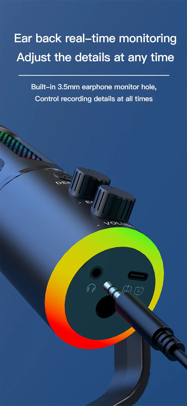 Professional Gaming Microphone With Stand RGB USB Wired Condenser Mic For PC Laptop Streaming Podcast Karaoke Live Broadcast