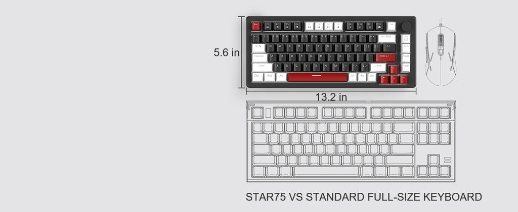 MageGee 75% Mechanical Gaming Keyboard with Knob Control, Blue Backlit Wired Gaming Keyboard Red/Yellow Switch for PC Windows