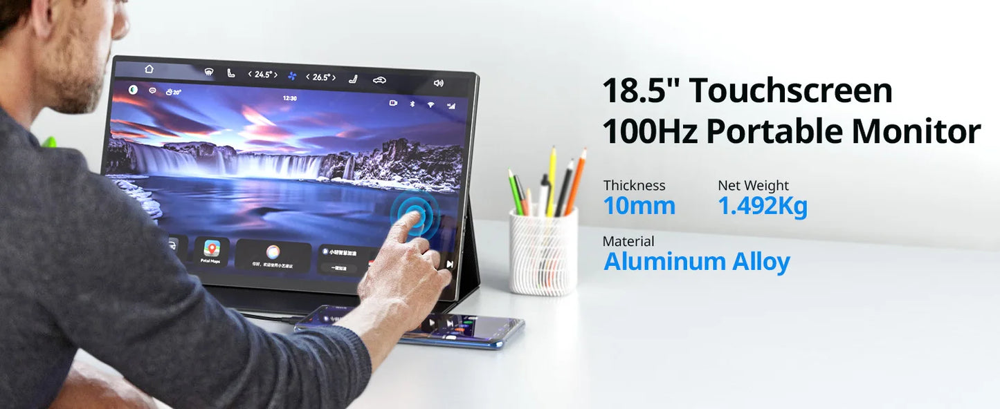 XIANWEI 18.5 inch Portable Monitor Touch 100%sRGB 100Hz External Screen Gaming Office Display For Switch Phone Laptop Xbox PS4/5