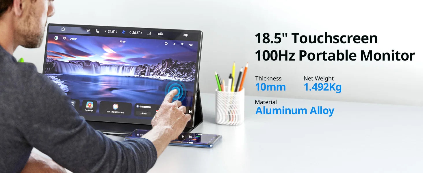 XIANWEI 18.5 inch Portable Monitor Touch 100%sRGB 100Hz External Screen Gaming Office Display For Switch Phone Laptop Xbox PS4/5