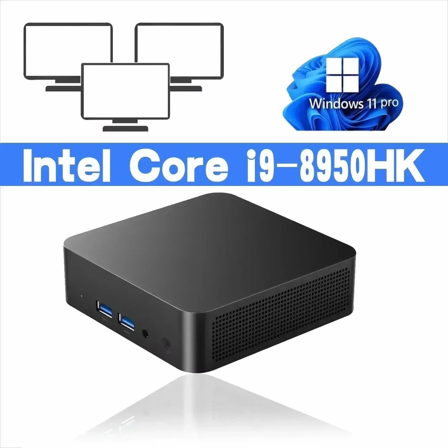 Gaming Mini PC Intel Core i9 8950HK Windows 11 Pro 16GB DDR4 1TB SSD WiFi6 M.2 UHD Graphics 1000Mbps Portable Mini PC Desktop