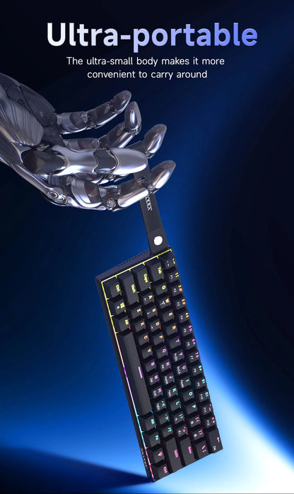 Ajazz NK61 Mechanical Wired Gaming Keyboard RGB Lighting Supports Hot-Swappable 61-Key Mechanical Wired Gaming Keyboard