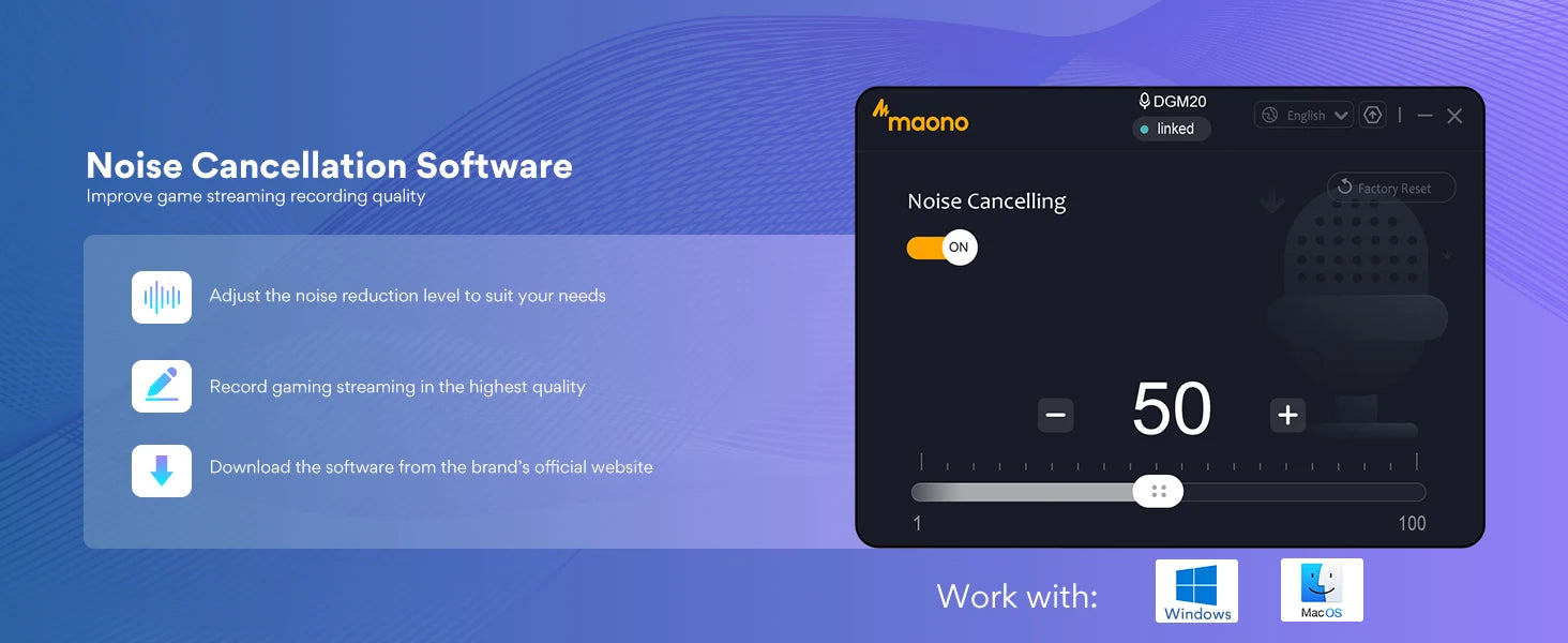 Maono DGM20 Gaming Microphone,USB Microphone Condenser Mic RGB Gaming Mic with Noise reduction software,Mic Gain,One Key Mute