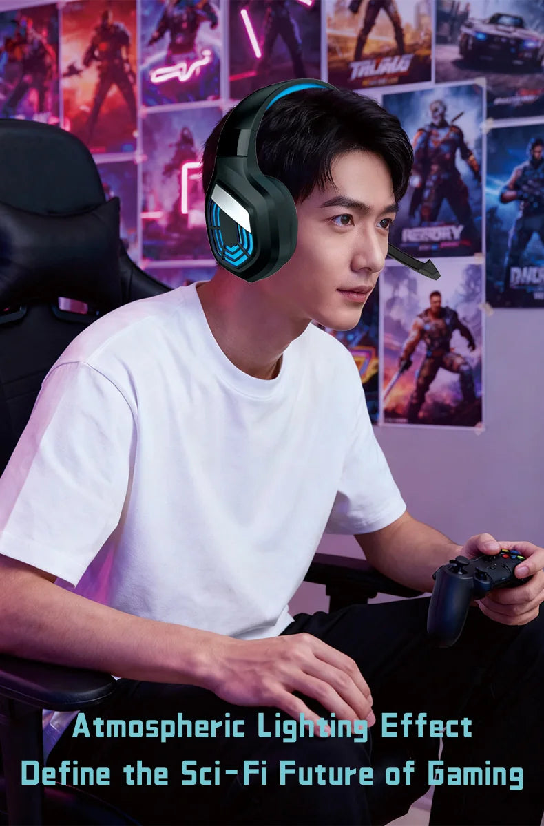 G7 LED Light Gaming Headset USB Stereo Surround Wired Headphone with Noise Reduction Mic Earphones for Computer PC Gamer