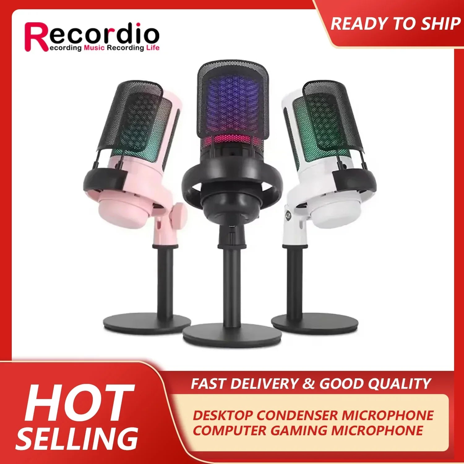 GAM-ME6S USB gaming microphone RGB dazzling lights computer k song recording mobile phone live broadcast