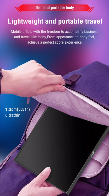 Anmite 21.5 inch Portable Monitor 120Hz RGB100% With VESA Hole & Back bracket Laptop Extended Display ADS-IPS HDR Screen