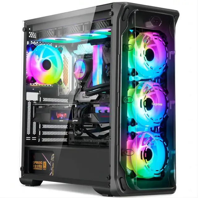 aotesier pc gaming i9 i7 computer acrylic  light strip front panel top power supply side transparent chassis game atx host box