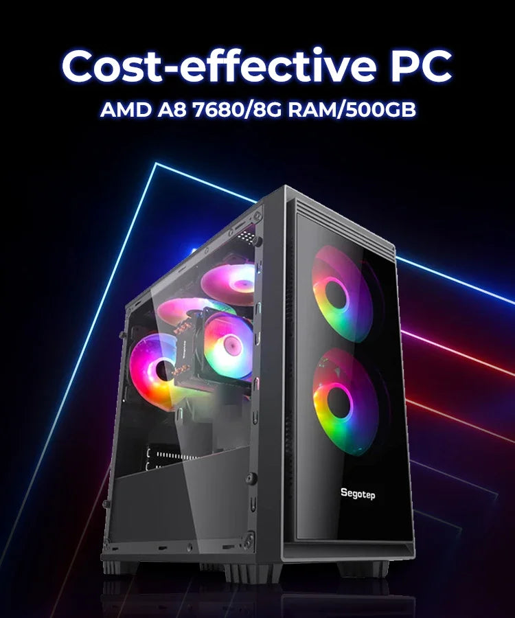 Gaming PC Desktop Computer, Core I7 up to 3.9 GHz, Radeon RX 580 8G, 16G RAM, 512G SSD, WiFi, Bluetooth 5.0, RGB.