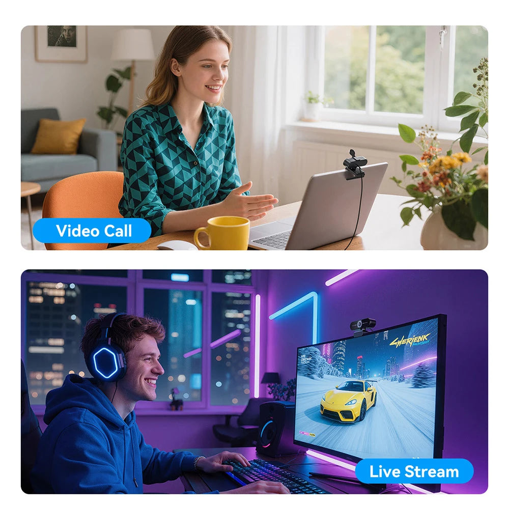 4K Ultra HD Webcam 1080P 60fps Web Camera EMEET C60E Autofocus USB Computer Camera for Live Streaming/ Video Call/ Conference