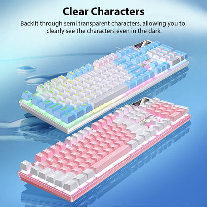 Wired Mechanical Keyboard, Laptop, Desktop Computer, Office Gaming Keyboard, Brown Switch, Multicolor USB Computer Accessories