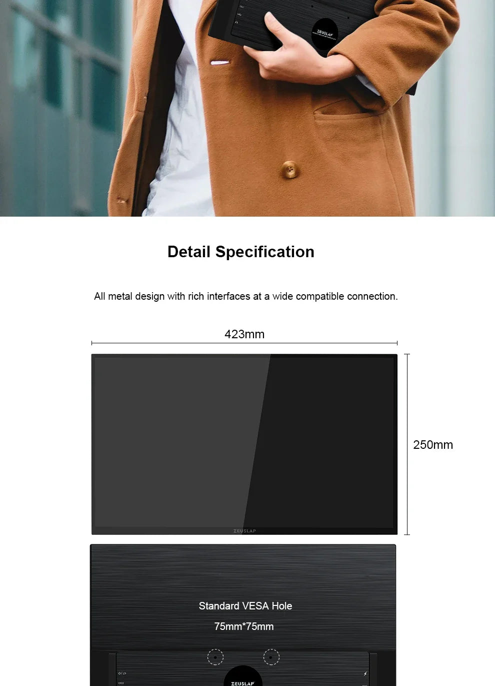 Zeuslap 18.5 inch Smart TV Portable Touch Screen Monitor with Google TV For Mini PC Laptop Phone Xbox PS4 PS5 Switch