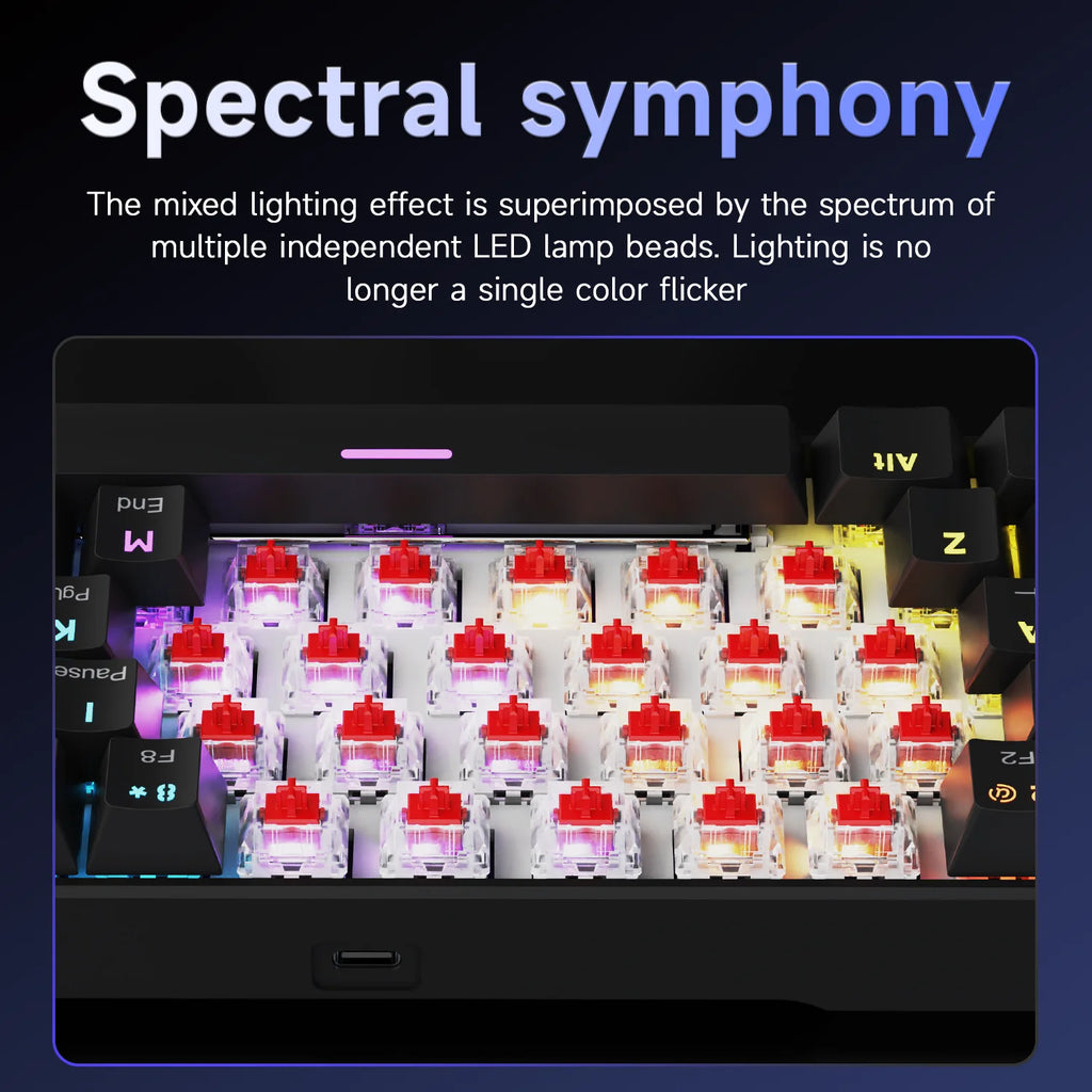 Ajazz NK61 Mechanical Wired Gaming Keyboard RGB Lighting Supports Hot-Swappable 61-Key Mechanical Wired Gaming Keyboard