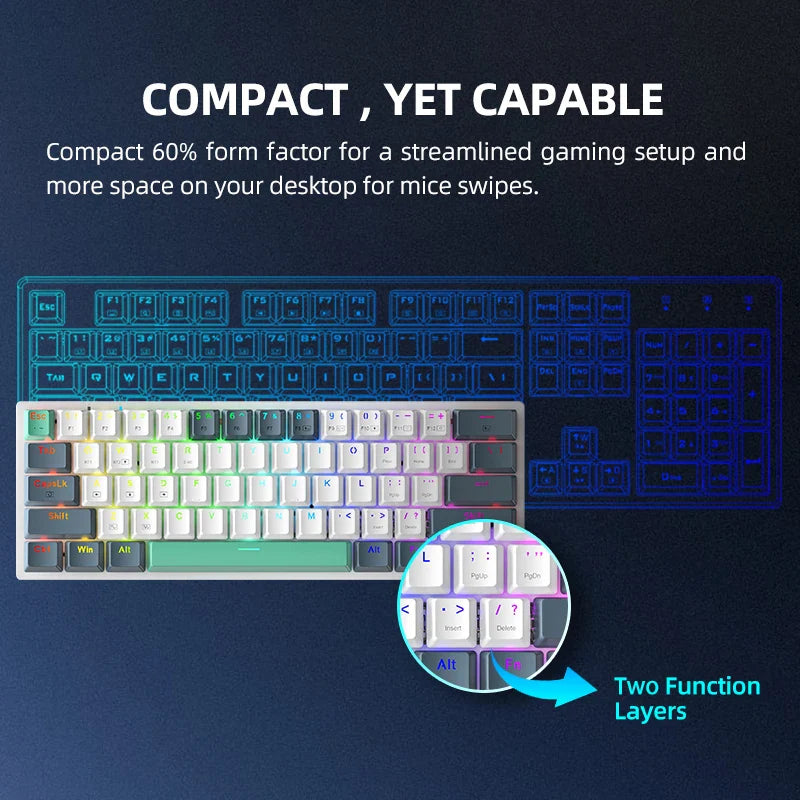 MACHENIKE K500-B61W Mechanical Keyboard 60% Tri-mode ANSI Latam-ES Layout Wireless Hot-swap Gaming Keyboard For PC Gamer