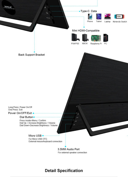 Zeuslap 18.5 inch Smart TV Portable Touch Screen Monitor with Google TV For Mini PC Laptop Phone Xbox PS4 PS5 Switch