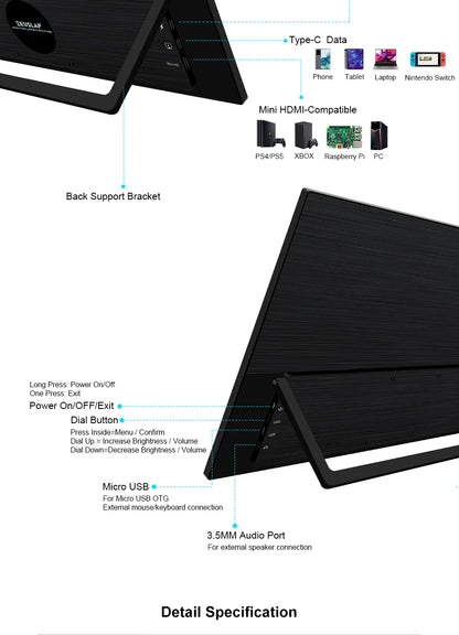 Zeuslap 18.5 inch Smart TV Portable Touch Screen Monitor with Google TV For Mini PC Laptop Phone Xbox PS4 PS5 Switch
