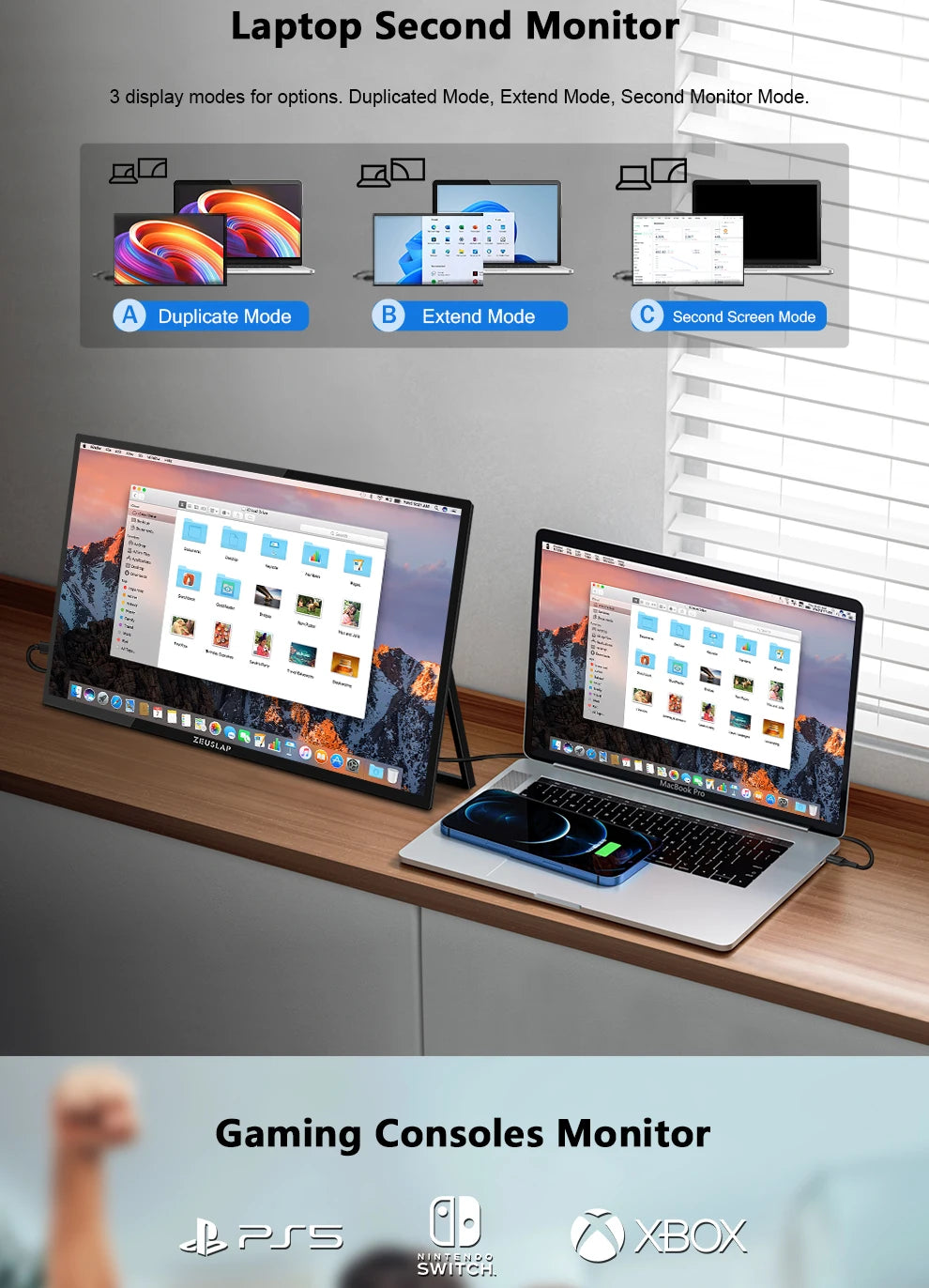 Zeuslap 18.5 inch Smart TV Portable Touch Screen Monitor with Google TV For Mini PC Laptop Phone Xbox PS4 PS5 Switch