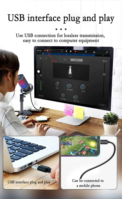 GAM-ME6S desktop live streaming microphone mobile game RGB dazzling lighting USB computer karaoke