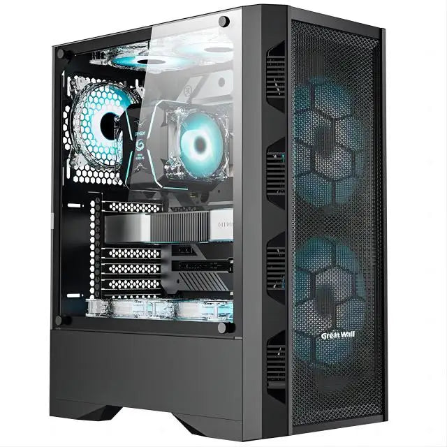 aotesier pc gaming i9 i7 computer acrylic  light strip front panel top power supply side transparent chassis game atx host box