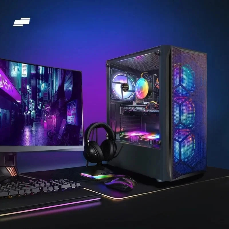 Gaming PC Desktop Computer, Core I7 up to 3.9 GHz, Radeon RX 580 8G, 16G RAM, 512G SSD, WiFi, Bluetooth 5.0, RGB.
