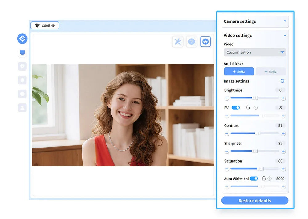 4K Ultra HD Webcam 1080P 60fps Web Camera EMEET C60E Autofocus USB Computer Camera for Live Streaming/ Video Call/ Conference