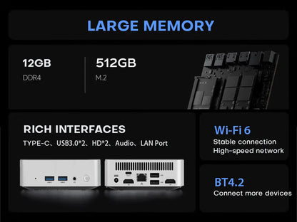 2025 Mini PC Windows 10 Intel Core i7 8500Y Desktop Pc Gaming Computer 12GB DDR4 1TB 2TB SSD WiFi 6 BT4.2 Portable Mini Pc Gamer