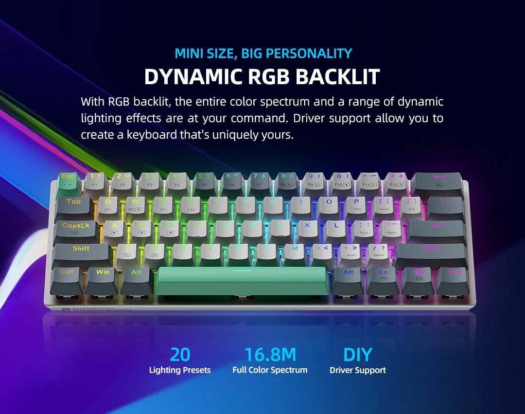 MACHENIKE K500-B61W Mechanical Keyboard 60% Tri-mode ANSI Latam-ES Layout Wireless Hot-swap Gaming Keyboard For PC Gamer