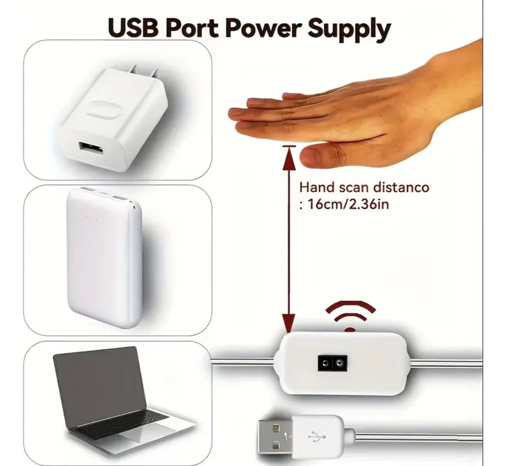 5V USB LED Strip Light with Hand Sweep Sensor ON/OFF Switch Dimmable 2835 Flexible Tape Lamp for TV Backlight Cabinet Room Decor