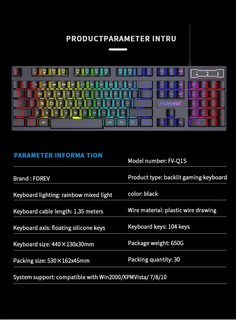 104 Keys Backlit Mechanical Keyboard Wired RGB Gaming Mouse Set for Laptop Desktop Ergonomics Luminous Mouse Set PC Accessories