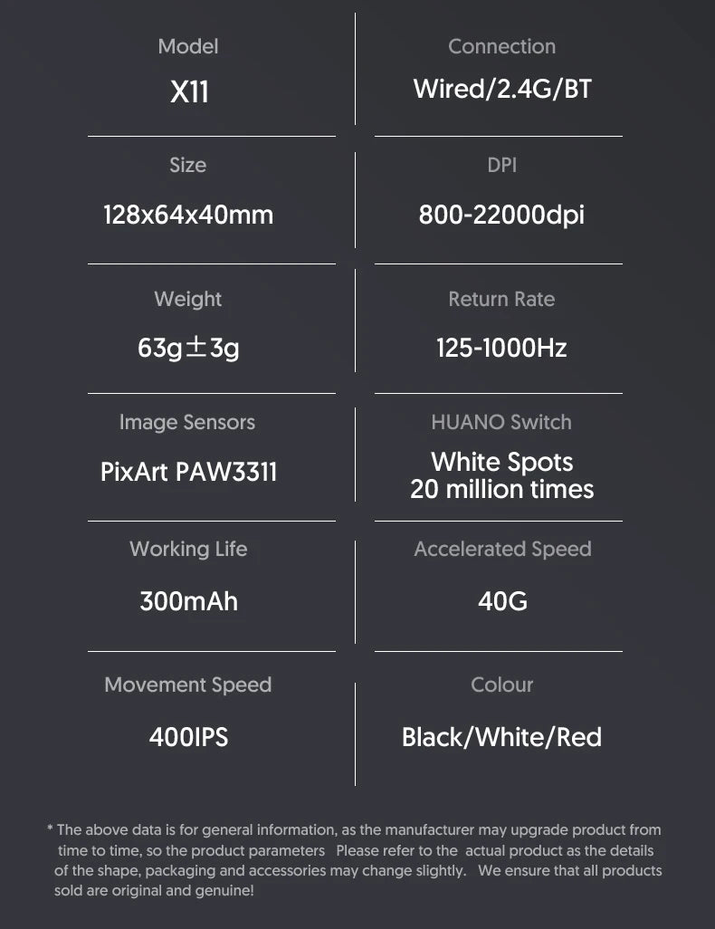 X11 Attack Shark Gaming Mouse Wireless 1K Hz PAW3311 Macro Magnetic RGB Docking Charger for Gaming