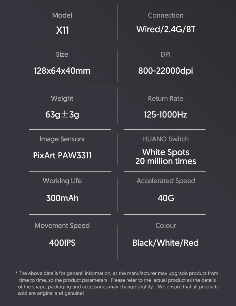 X11 Attack Shark Gaming Mouse Wireless 1K Hz PAW3311 Macro Magnetic RGB Docking Charger for Gaming