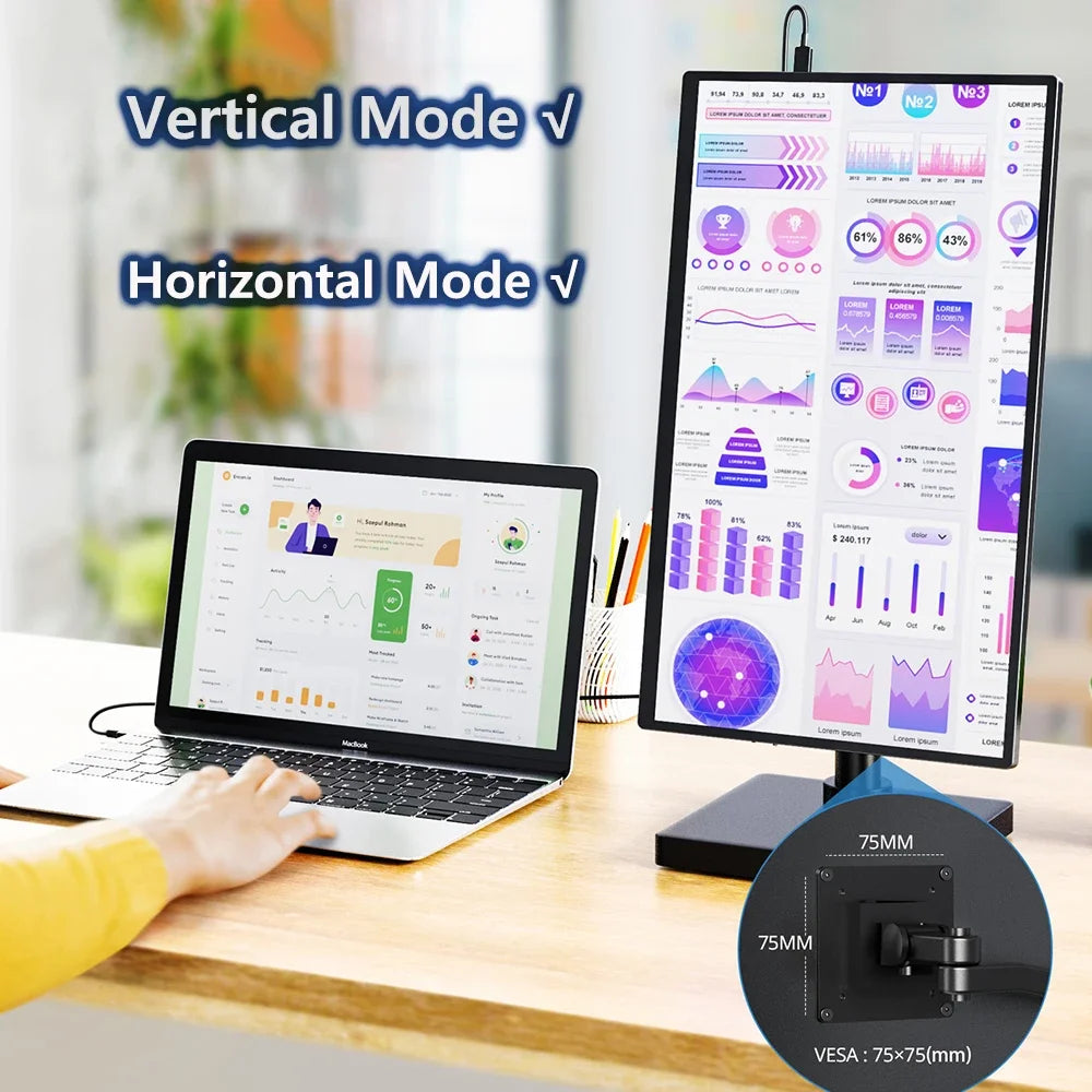 XIANWEI 18.5 inch Portable Monitor Touch 100%sRGB 100Hz External Screen Gaming Office Display For Switch Phone Laptop Xbox PS4/5