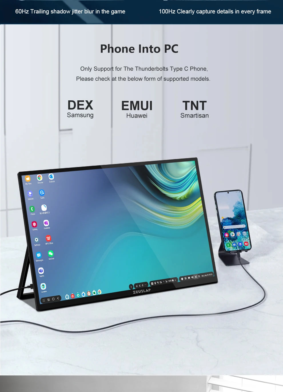 Zeuslap 18.5 inch Smart TV Portable Touch Screen Monitor with Google TV For Mini PC Laptop Phone Xbox PS4 PS5 Switch