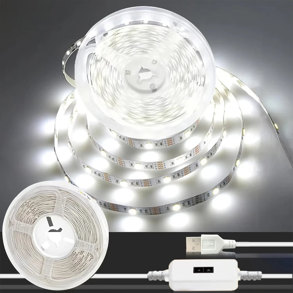 5V USB LED Strip Light with Hand Sweep Sensor ON/OFF Switch Dimmable 2835 Flexible Tape Lamp for TV Backlight Cabinet Room Decor