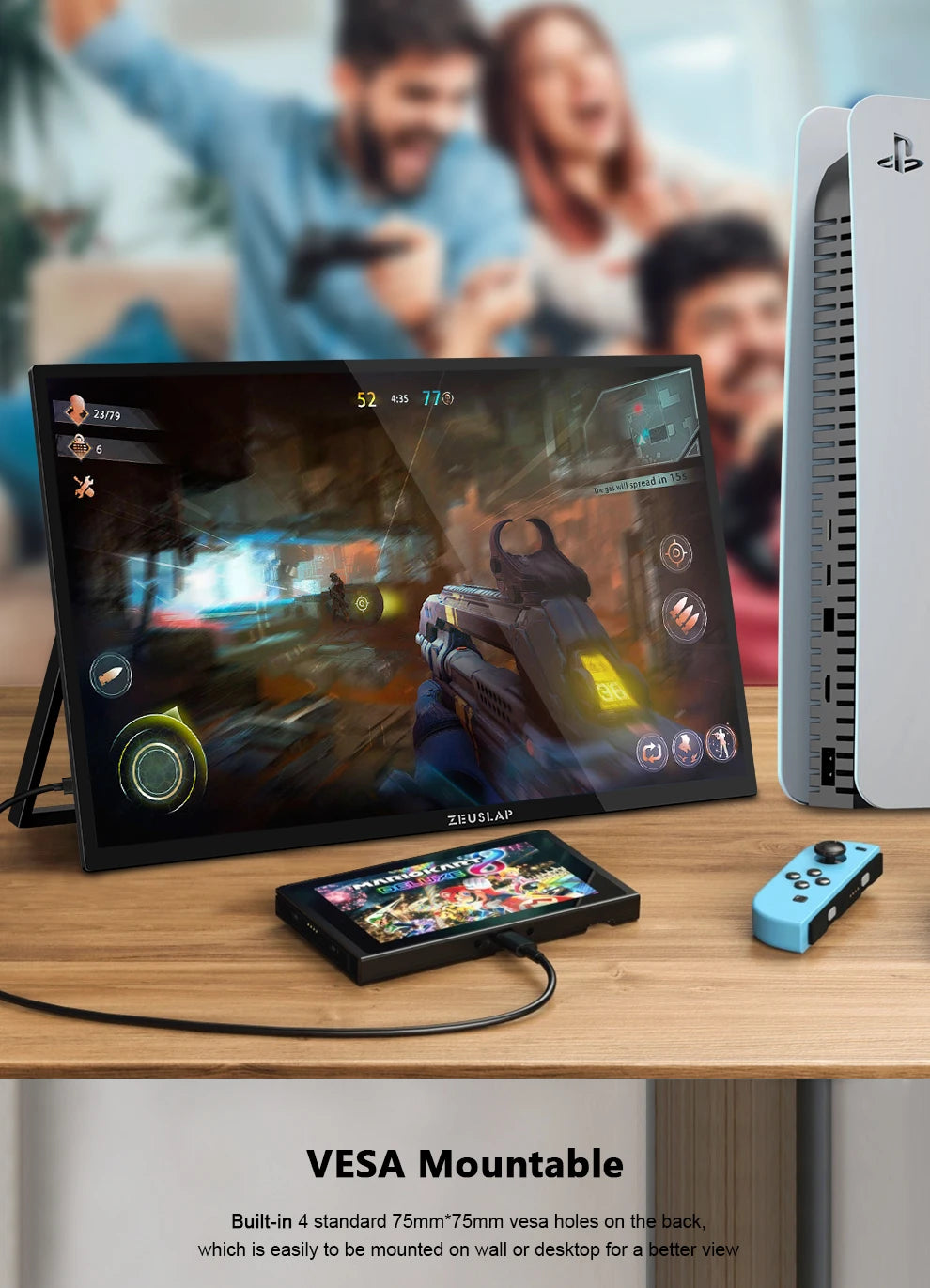 Zeuslap 18.5 inch Smart TV Portable Touch Screen Monitor with Google TV For Mini PC Laptop Phone Xbox PS4 PS5 Switch